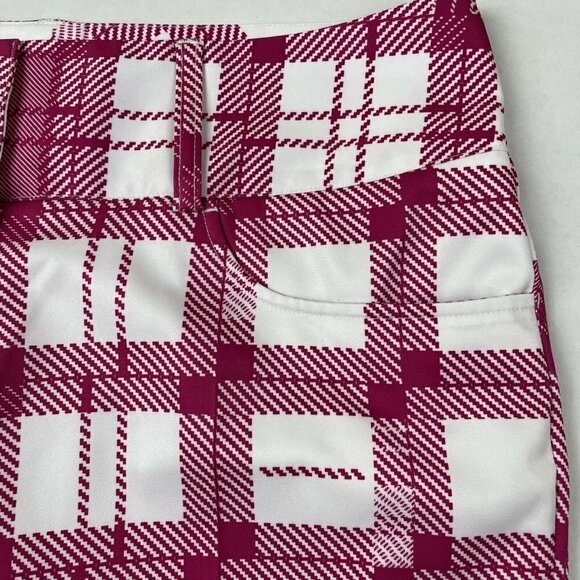 ADIDAS CLIMATE Bermuda Golf Shorts Women’s 4 Plaid Red/White Lightweight - Picture 11 of 12
